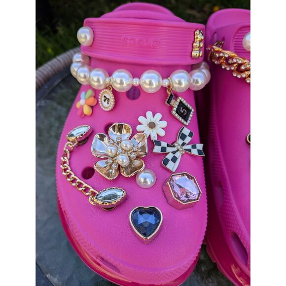 Crocs Mega Crush Platform Clogs Women’s 10 Mens 8 Barbie Pink Designer JIBBITZ - Picture 8 of 11